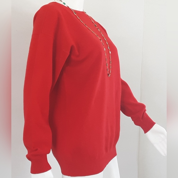 Harold's 100% Superfine Wool Red Sweater Made in Scotland Sz. L -Vtg - Picture 4 of 9
